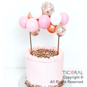 SET TOPPER GLOBOS PARA TORTA TONOS ROSA X 1